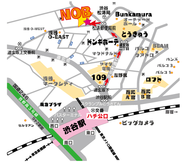 渋谷NOB(ノブ)の道順マップ